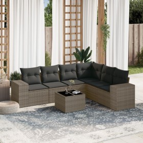 Set de sofás de jardín 7 piezas con cojines ratán PE gris de , Conjuntos de jardín - Ref: Foro24-3222619, Precio: 435,55 €, D...