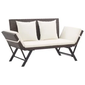Banco de jardín con cojines ratán sintético marrón 176 cm de vidaXL, Bancos de jardín - Ref: Foro24-46231, Precio: 218,95 €, ...