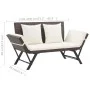 Banco de jardín con cojines ratán sintético marrón 176 cm de vidaXL, Bancos de jardín - Ref: Foro24-46231, Precio: 218,95 €, ...