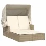Doppelte Sonnenliege mit Verdeck und beigen synthetischen Rattankissen von , Liegen - Ref: Foro24-365810, Preis: 347,67 €, Ra...