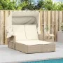 Doppelte Sonnenliege mit Verdeck und beigen synthetischen Rattankissen von , Liegen - Ref: Foro24-365810, Preis: 347,67 €, Ra...