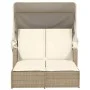 Doppelte Sonnenliege mit Verdeck und beigen synthetischen Rattankissen von , Liegen - Ref: Foro24-365810, Preis: 347,67 €, Ra...