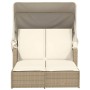 Tumbona doble con capota y cojines ratán sintético beige de , Tumbonas - Ref: Foro24-365810, Precio: 325,90 €, Descuento: %
