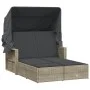 Double sun lounger with hood and light gray synthetic rattan cushions by , Loungers - Ref: Foro24-365812, Price: 357,36 €, Di...