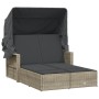 Tumbona doble con capota y cojines ratán sintético gris claro de , Tumbonas - Ref: Foro24-365812, Precio: 336,05 €, Descuento: %