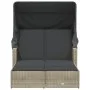 Double sun lounger with hood and light gray synthetic rattan cushions by , Loungers - Ref: Foro24-365812, Price: 357,36 €, Di...