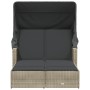 Tumbona doble con capota y cojines ratán sintético gris claro de , Tumbonas - Ref: Foro24-365812, Precio: 336,05 €, Descuento: %