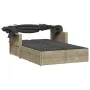 Double sun lounger with hood and light gray synthetic rattan cushions by , Loungers - Ref: Foro24-365812, Price: 357,36 €, Di...