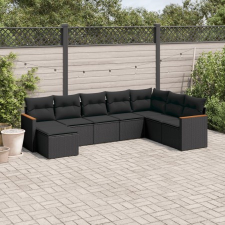 Set de sofás de jardín 8 piezas y cojines ratán sintético negro de , Conjuntos de jardín - Ref: Foro24-3258646, Precio: 524,3...