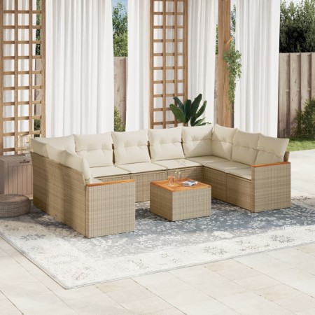 Juego de sofás jardín con cojines beige 10 pzas ratán sintético de , Conjuntos de jardín - Ref: Foro24-3258684, Precio: 691,3...