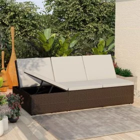 Tumbona convertible con cojín de ratán sintético marrón de vidaXL, Camas para exteriores - Ref: Foro24-46243, Precio: 362,54 ...