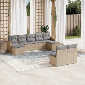 Set de sofás de jardín 9 pzas con cojines ratán sintético beige de , Conjuntos de jardín - Ref: Foro24-3258776, Precio: 534,3...