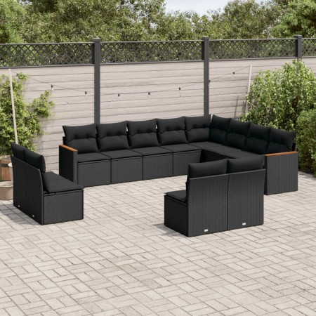 Set de sofás de jardín 12 piezas cojines ratán sintético negro de , Conjuntos de jardín - Ref: Foro24-3258870, Precio: 766,98...