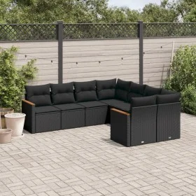 Set de sofás de jardín 8 piezas y cojines ratán sintético negro de , Conjuntos de jardín - Ref: Foro24-3258954, Precio: 533,4...