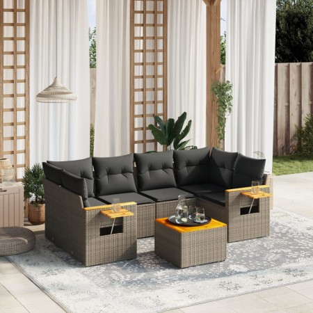 Set de sofás de jardín 7 piezas con cojines ratán PE gris de , Conjuntos de jardín - Ref: Foro24-3259043, Precio: 454,46 €, D...