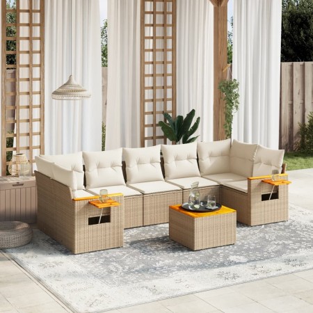 Juego de sofás de jardín con cojines beige 8 pzas ratán PE de , Conjuntos de jardín - Ref: Foro24-3259055, Precio: 540,42 €, ...