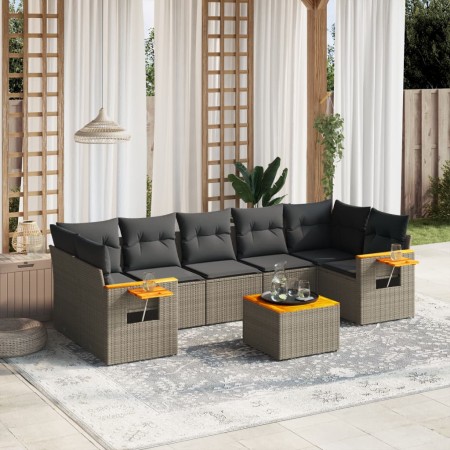 Set de sofás de jardín 8 pzas y cojines ratán sintético gris de , Conjuntos de jardín - Ref: Foro24-3259057, Precio: 494,54 €...
