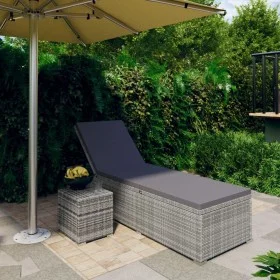 Liege mit Kissen und grauem Kunstrattantisch von vidaXL, Liegen - Ref: Foro24-46227, Preis: 171,08 €, Rabatt: %