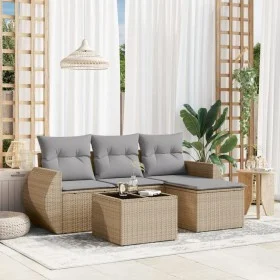 Juego de sofás jardín con cojines 5 pzas ratán sintético beige de , Conjuntos de jardín - Ref: Foro24-3253616, Precio: 335,56...