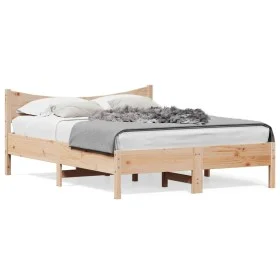 Solid pine wood bed frame 140x190 cm by , Beds and slatted bases - Ref: Foro24-844741, Price: 131,79 €, Discount: %