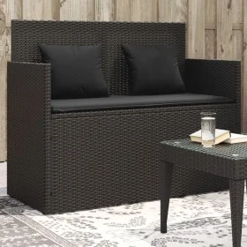 Banco de jardín con cojines ratán sintético negro de , Bancos de jardín - Ref: Foro24-365761, Precio: 232,63 €, Descuento: %