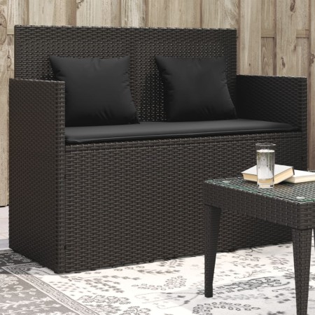 Banco de jardín con cojines ratán sintético negro de , Bancos de jardín - Ref: Foro24-365761, Precio: 184,97 €, Descuento: %