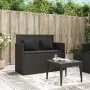 Banco de jardín con cojines ratán sintético negro de , Bancos de jardín - Ref: Foro24-365761, Precio: 232,63 €, Descuento: %