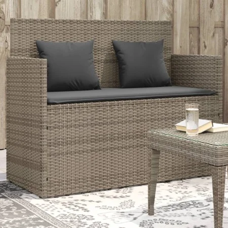 Banco de jardín con cojines ratán sintético gris de , Bancos de jardín - Ref: Foro24-365763, Precio: 204,19 €, Descuento: %