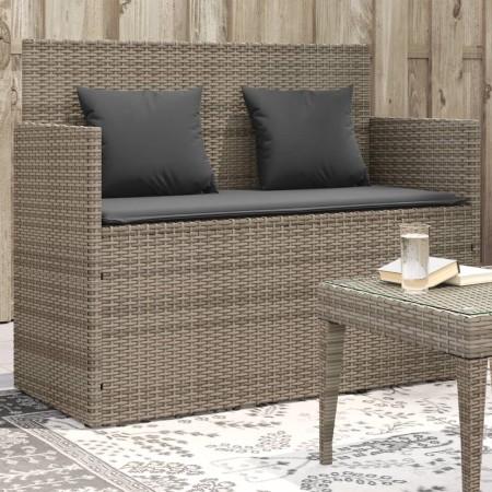 Banco de jardín con cojines ratán sintético gris de , Bancos de jardín - Ref: Foro24-365763, Precio: 185,13 €, Descuento: %