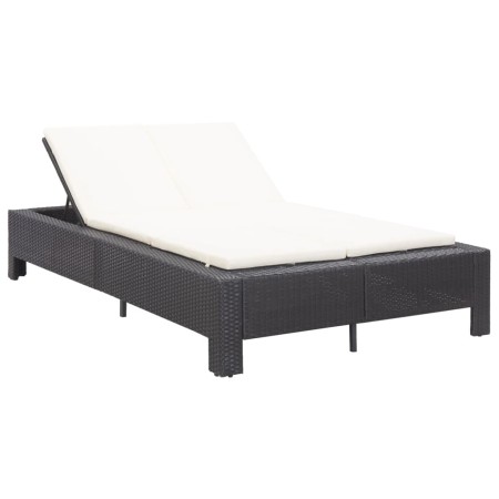 Tumbona para 2 personas con cojín ratán sintético negro de vidaXL, Camas para exteriores - Ref: Foro24-46238, Precio: 270,94 ...
