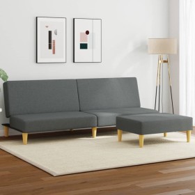 Sofá cama 2 plazas y almohadas taburete terciopelo gris oscuro en Sofás | Comprar online en Foru.es