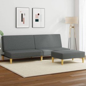 Sofá cama 2 plazas y almohadas taburete terciopelo gris oscuro en Sofás | Comprar online en Foru.es