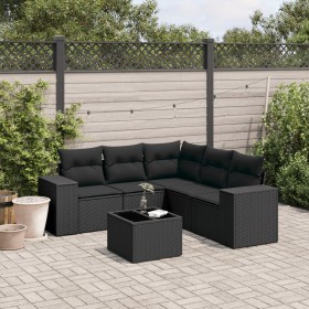 Set de sofás de jardín 6 piezas y cojines ratán sintético negro de , Conjuntos de jardín - Ref: Foro24-3222554, Precio: 420,3...