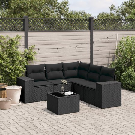 Set de sofás de jardín 6 piezas y cojines ratán sintético negro de , Conjuntos de jardín - Ref: Foro24-3222554, Precio: 420,3...