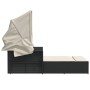 Tumbona doble con capota y cojines ratán sintético negro de , Tumbonas - Ref: Foro24-365806, Precio: 281,81 €, Descuento: %