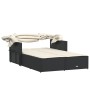 Tumbona doble con capota y cojines ratán sintético negro de , Tumbonas - Ref: Foro24-365806, Precio: 281,81 €, Descuento: %