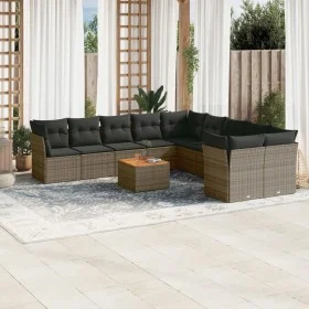 Set de sofás de jardín 11 pzas y cojines ratán sintético gris de , Conjuntos de jardín - Ref: Foro24-3223855, Precio: 621,47 ...