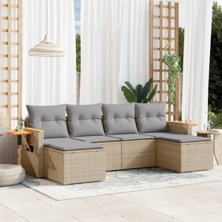 Juego de sofás jardín con cojines 6 pzas ratán sintético beige de , Conjuntos de jardín - Ref: Foro24-3259462, Precio: 399,06...