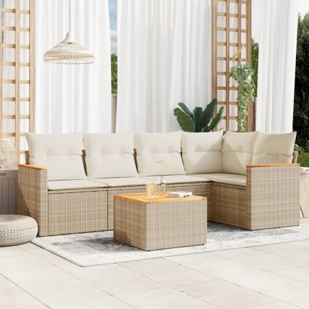 Juego de sofás jardín con cojines 6 pzas ratán sintético beige de , Conjuntos de jardín - Ref: Foro24-3258355, Precio: 406,94...