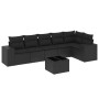 Set de comedor de jardín 7 pzas y cojines ratán sintético negro de , Conjuntos de jardín - Ref: Foro24-3222594, Precio: 470,2...