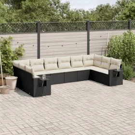 Set de sofás de jardín 10 pzas cojines ratán sintético negro de , Conjuntos de jardín - Ref: Foro24-3253003, Precio: 593,54 €...