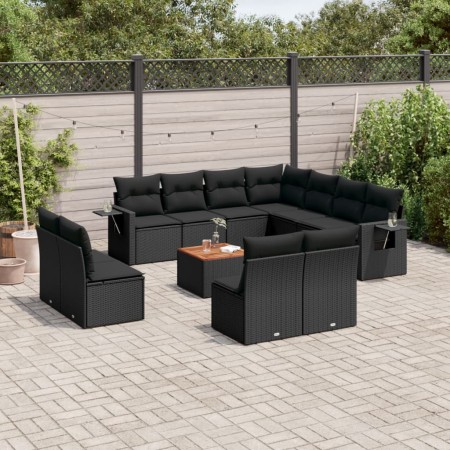Set de sofás de jardín 12 piezas cojines ratán sintético negro de , Conjuntos de jardín - Ref: Foro24-3256951, Precio: 715,97...