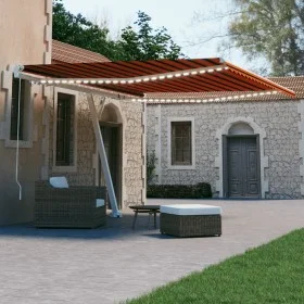 Toldo manual retráctil con LED naranja y marrón 400x300 cm de , Toldos - Ref: Foro24-3069545, Precio: 483,37 €, Descuento: %