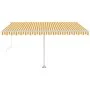 Toldo de pie automático amarillo y blanco 450x350 cm de , Toldos - Ref: Foro24-3069648, Precio: 655,53 €, Descuento: %