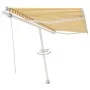 Toldo de pie automático amarillo y blanco 450x350 cm de , Toldos - Ref: Foro24-3069648, Precio: 655,53 €, Descuento: %