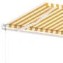 Toldo de pie automático amarillo y blanco 450x350 cm de , Toldos - Ref: Foro24-3069648, Precio: 655,53 €, Descuento: %