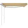 Toldo retráctil automático con postes crema 4,5x3, 5m de , Toldos - Ref: Foro24-3070048, Precio: 634,32 €, Descuento: %