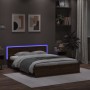 Estructura de cama cabecero y luces LED marrón roble 160x200 cm de , Camas y somieres - Ref: Foro24-3207601, Precio: 202,87 €...
