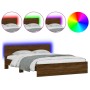 Estructura de cama cabecero y luces LED marrón roble 160x200 cm de , Camas y somieres - Ref: Foro24-3207601, Precio: 202,87 €...