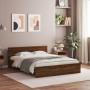 Estructura de cama cabecero y luces LED marrón roble 160x200 cm de , Camas y somieres - Ref: Foro24-3207601, Precio: 202,87 €...